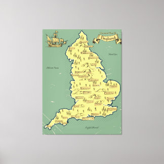 Lienzo Mapa ilustrado de viajes de Inglaterra