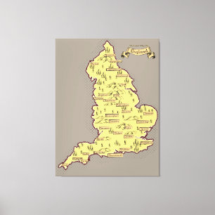 Lienzo Mapa ilustrado de viajes de Inglaterra