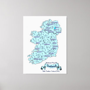 Lienzo Mapa ilustrado de viajes de Irlanda