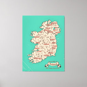 Lienzo Mapa ilustrado de viajes de Irlanda