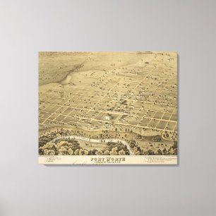 Lienzo Mapa ilustrado del vintage de Fort Worth Tejas