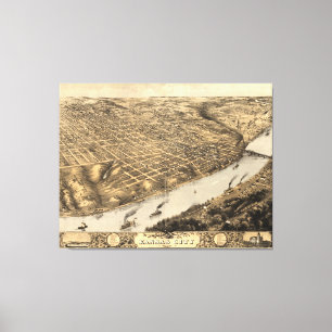 Lienzo Mapa ilustrado del vintage de Kansas City (1869)