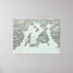 Lienzo Mapa ilustrado del vintage de la bahía de