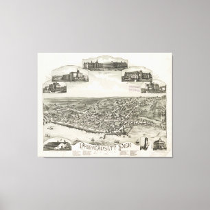 Lienzo Mapa ilustrado del vintage de Narragansett RI