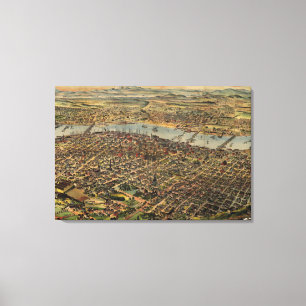 Lienzo Mapa ilustrado del vintage de Portland Oregon