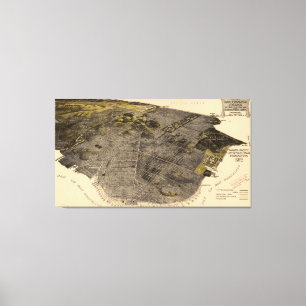 Lienzo Mapa ilustrado del vintage de San Francisco (1915)