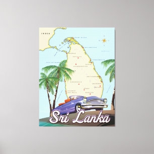 Lienzo Mapa ilustrado detallado de Sri Lanka