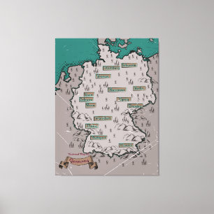 Lienzo Mapa ilustrado vintage de Alemania