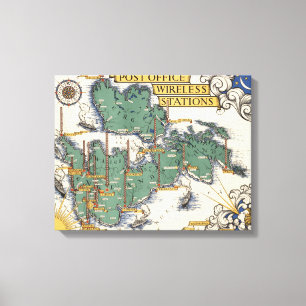 Lienzo Mapa inalámbrico de las estaciones de la oficina