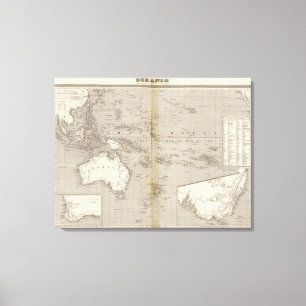 Lienzo Mapa incoloro de Oceanía