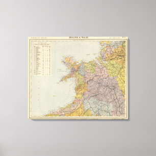 Lienzo Mapa Inglaterra, País de Gales 3 de la línea