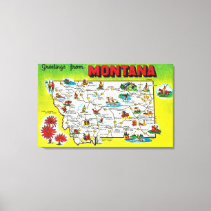 Lienzo Mapa itinerario del estado, saludos de