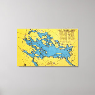 Lienzo Mapa itinerario del lago y de las carreteras