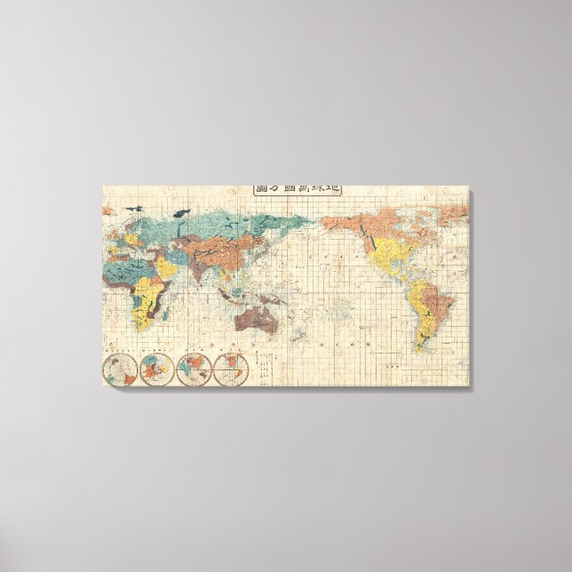 Lienzo Mapa japonés vintage del mundo (Anverso)