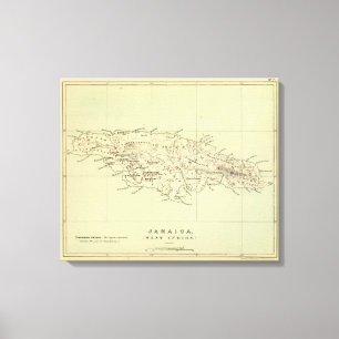 Lienzo Mapa litografiado de Jamaica