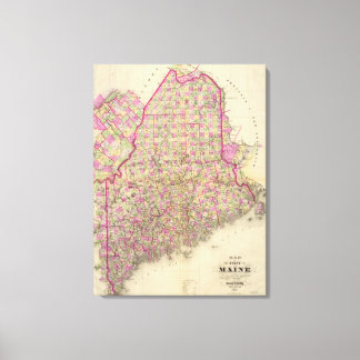 Lienzo Mapa litografiado de Maine