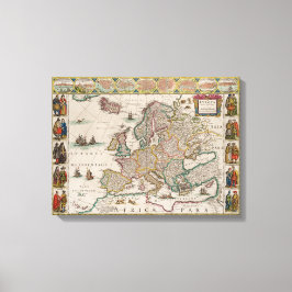 Lienzo Mapa medieval de Europa (por Willem Blaeu)