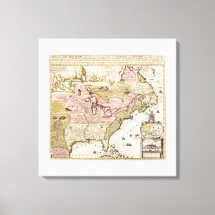 Lienzo Mapa medieval francés de Quebec/Nueva Francia Amér