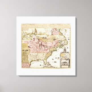Lienzo Mapa medieval francés de Quebec/Nueva Francia Amér