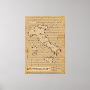 Lienzo Mapa meteorológico antiguo de Italia, Scilly y Cer