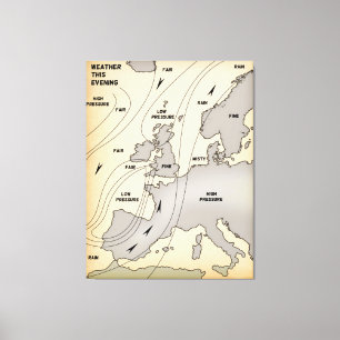 Lienzo Mapa meteorológico antiguo de las Islas Británicas