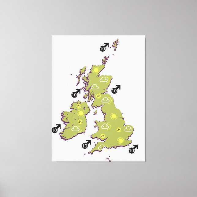 Lienzo Mapa meteorológico de las Islas Británicas Retro (Anverso)
