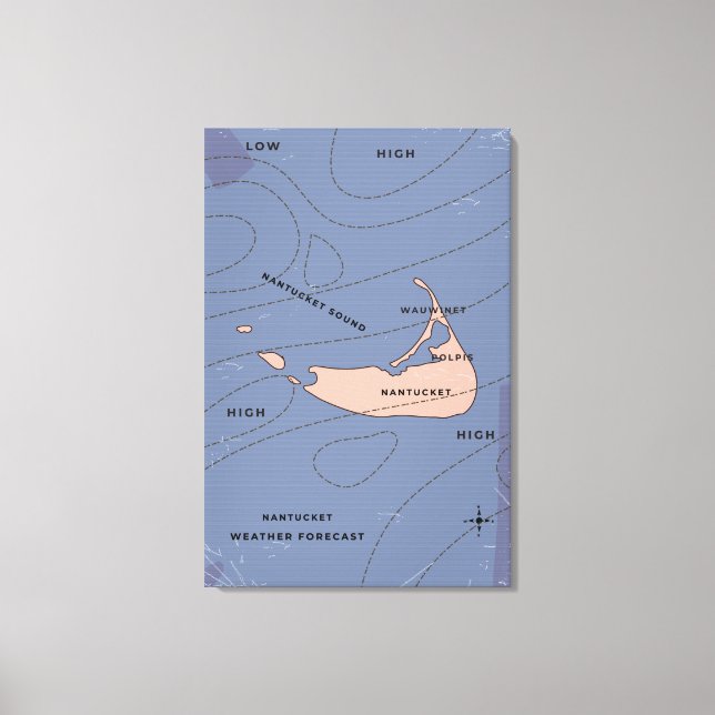 Lienzo mapa meteorológico de Nantucket EE. UU. (Anverso)