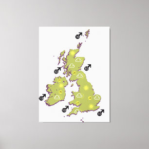 Lienzo Mapa meteorológico retro de las Islas Británicas