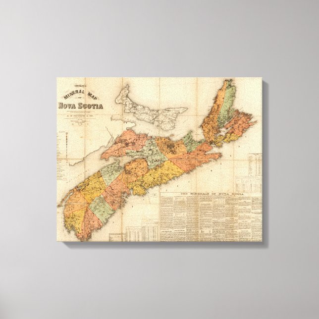 Lienzo Mapa mineral de la iglesia de Nueva Escocia (Anverso)