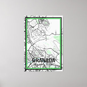 Lienzo mapa minimalista Granada - Color natural