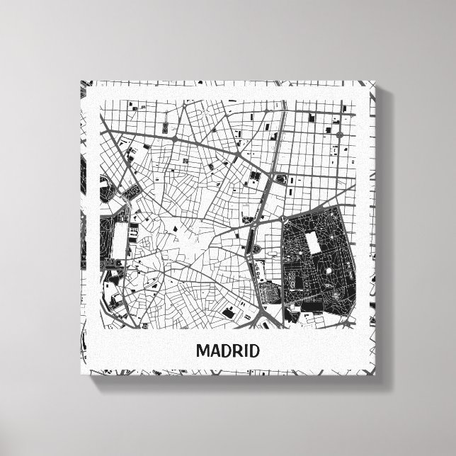 Lienzo mapa minimalista Madrid - Blanco-Negro (Anverso)