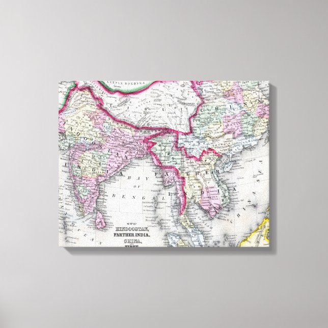 Lienzo Mapa Mitchell | India, Tíbet, China y SE Asia (Anverso)