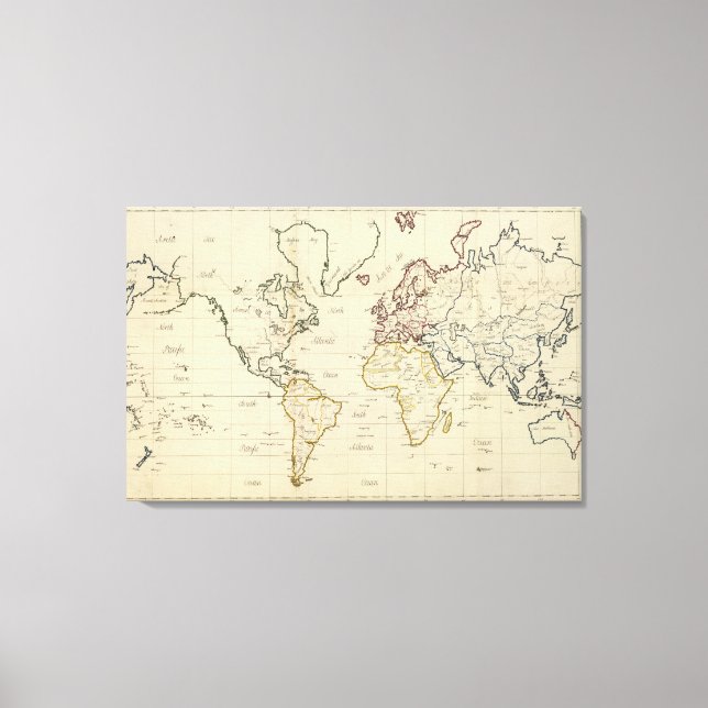 Lienzo Mapa mundial (Anverso)
