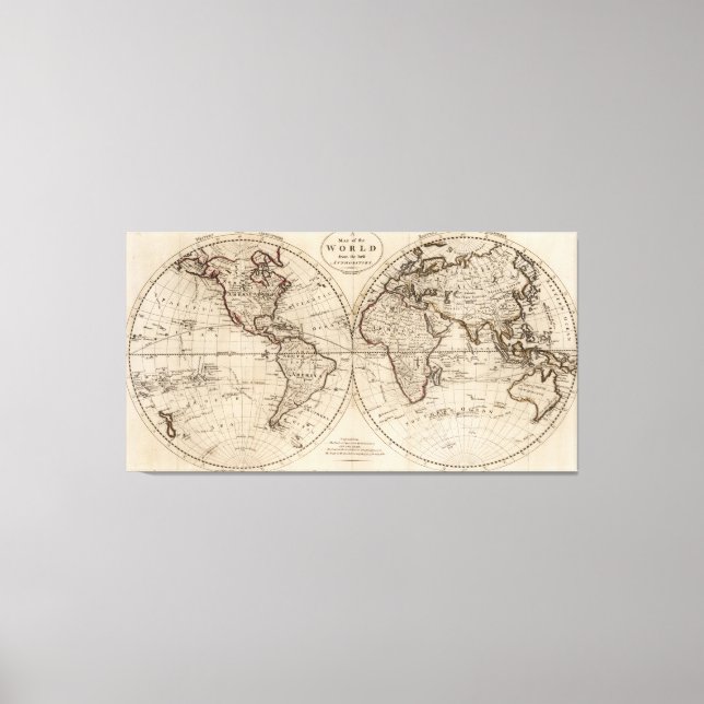 Lienzo Mapa Mundial Antiguo de Moda (1795) (Anverso)