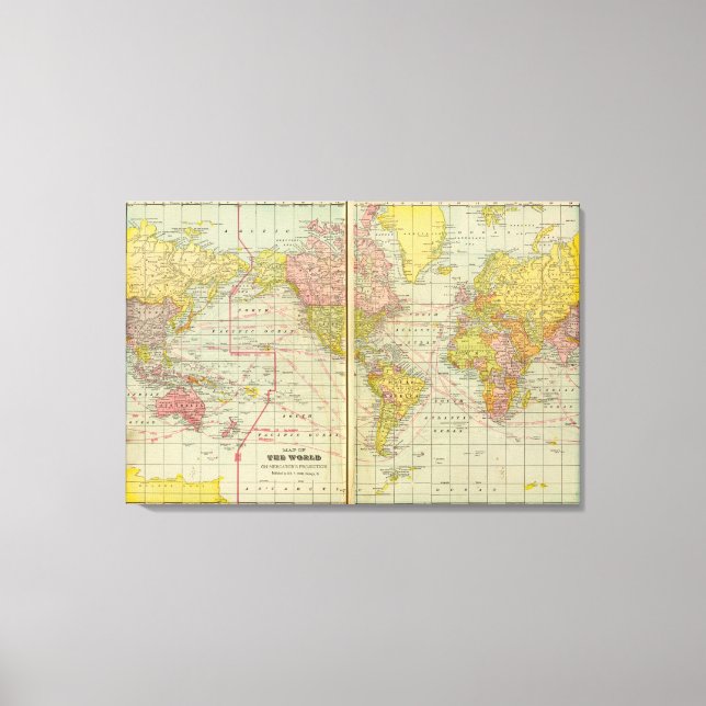 Lienzo Mapa mundial con rutas marítimas (Anverso)