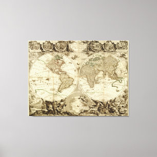 Lienzo Mapa Mundial de 1708 de Jean Baptiste Nolin