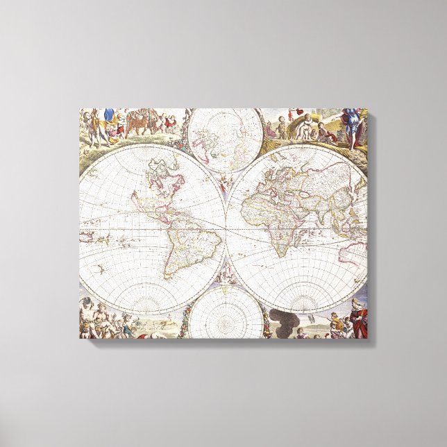 Lienzo Mapa mundial de Atlas Maior (Anverso)