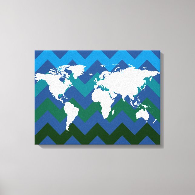 Lienzo Mapa mundial de Chevron (Anverso)