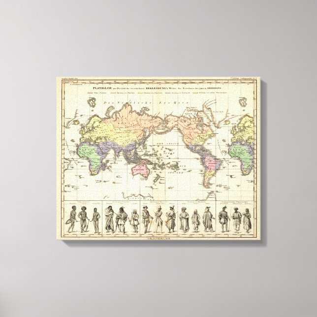 Lienzo Mapa mundial de estilos de ropa (Anverso)