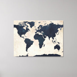 Lienzo Mapa mundial de la marina afectada