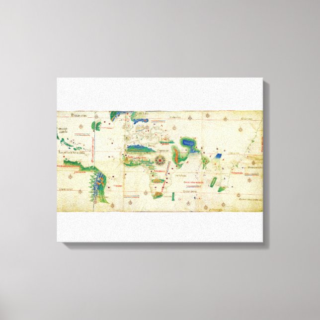 Lienzo Mapa Mundial de la Planisfera de Cantino (1502) (Anverso)