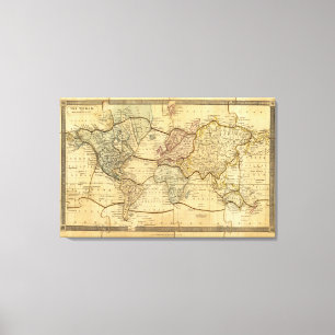Lienzo Mapa mundial de la proyección de los mercenarios