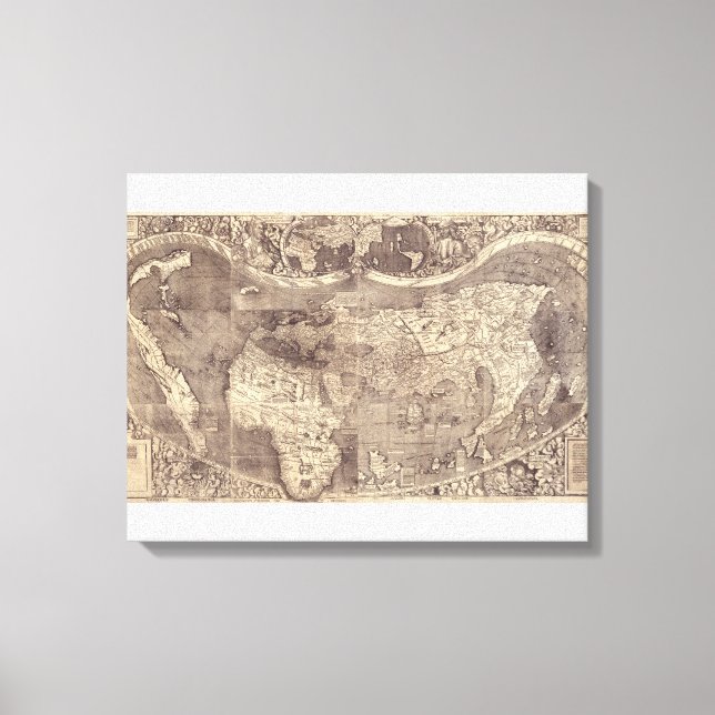 Lienzo Mapa mundial de Martin Waldseemuller de 1507 (Anverso)