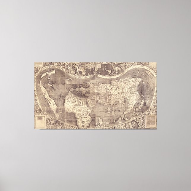 Lienzo Mapa mundial de Martin Waldseemuller de 1507 (Anverso)