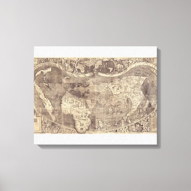 Lienzo Mapa mundial de Martin Waldseemuller de 1507 (Anverso)