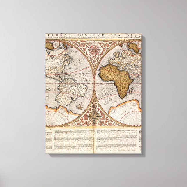 Lienzo Mapa Mundial del Hemisferio Doble, 1587 (Anverso)