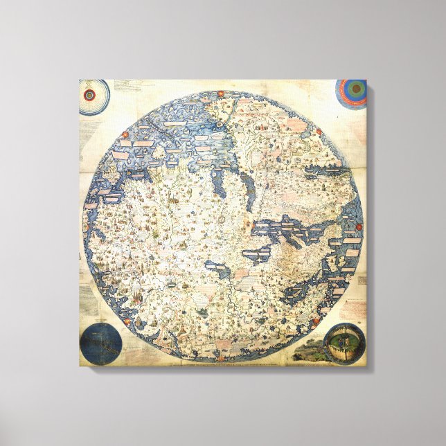 Lienzo Mapa mundial Mapa mundial Monje veneciano Fra Maur (Anverso)