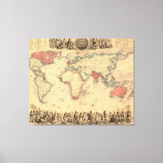Lienzo Mapa mundial que muestra el Imperio Británico (Anverso)