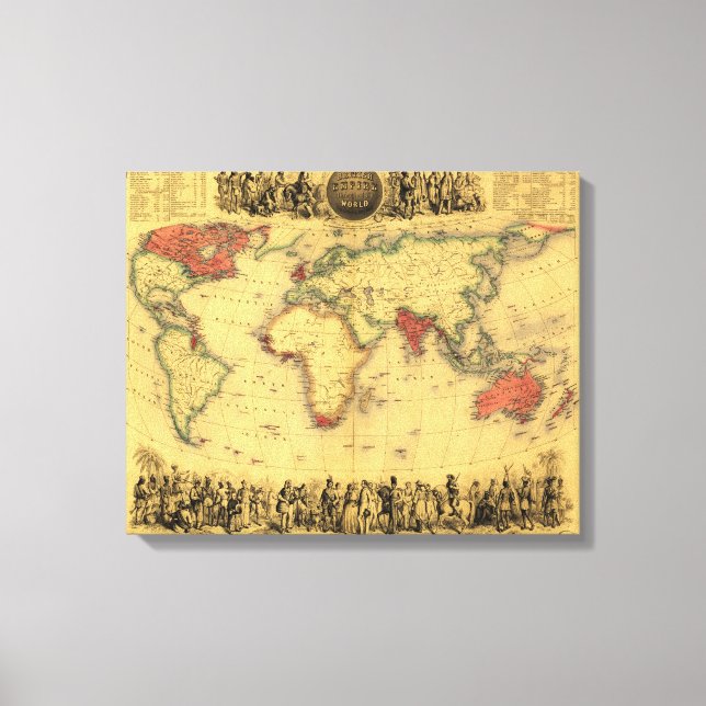 Lienzo Mapa mundial que muestra el mapa del Imperio Britá (Anverso)