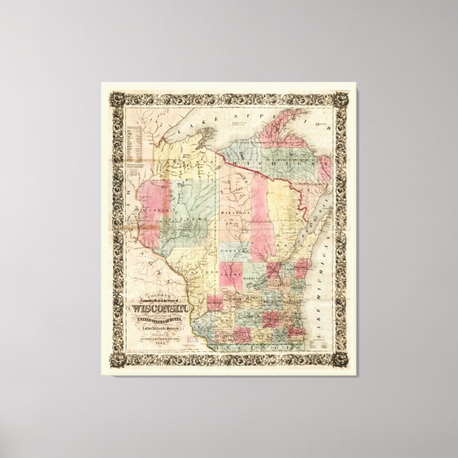 Lienzo Mapa municipal de Colton de Wisconsin (1851) (Anverso)